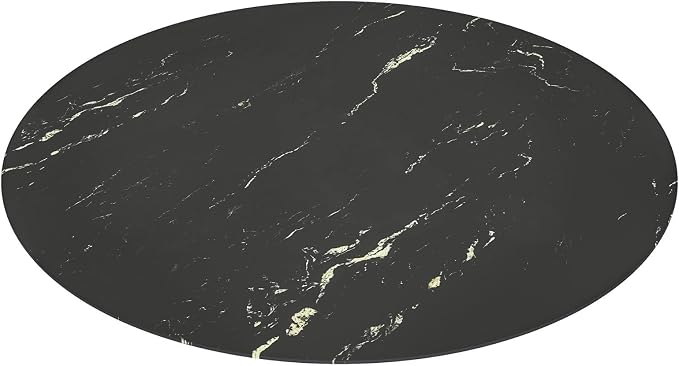 28 Inch Round Black Marble Glass Table Top, 8mm Thick Tempered Glass Tabletop for Dining Tables, Coffee Tables, Patio Tables