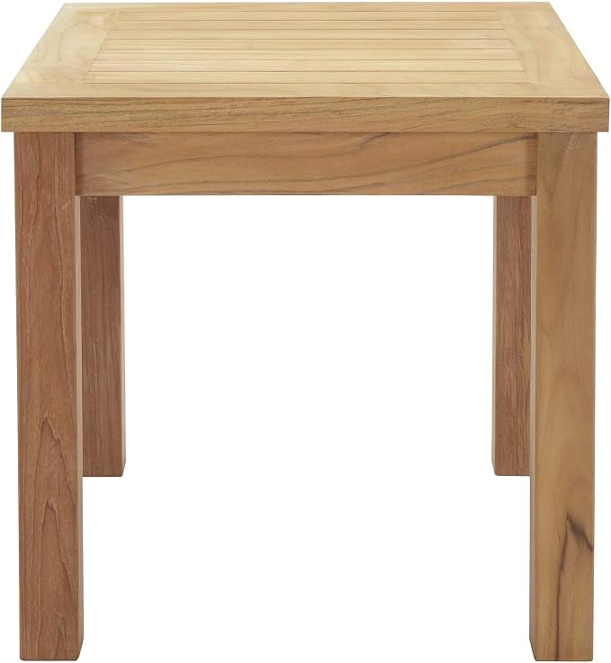 Modway Marina Premium Grade A Teak Wood Outdoor Patio Square Side End Table in Natural