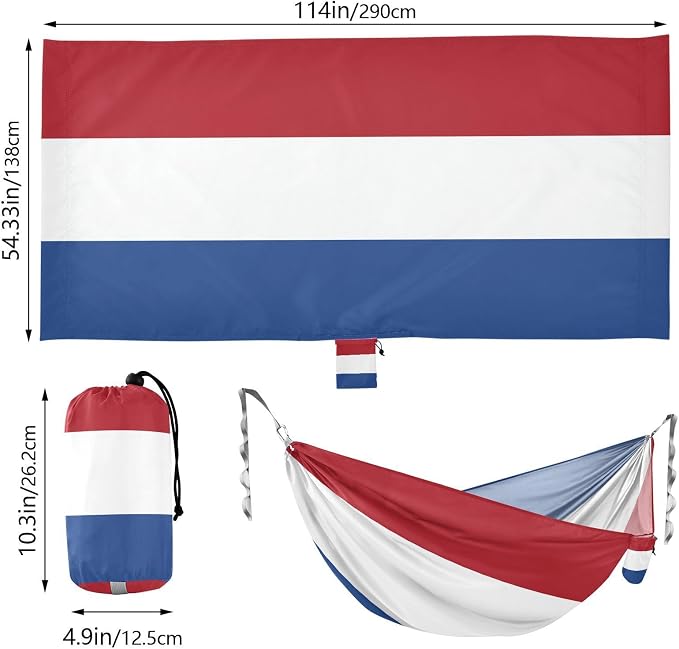 Flag of The Netherlands Outdoor Hammocks Foldable Indoor Hammock for Indoor Outdoor Patio
