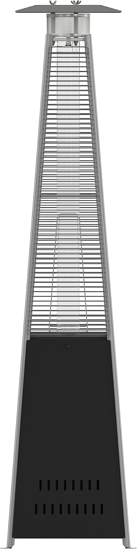 Flash Furniture Outdoor Patio Heater with Wheels - Black - 42,000 BTU - 7.5 Feet Tall - Stainless Steel - For Residential and Commercial Use