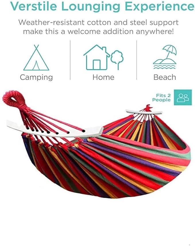 Outdoor Hammock Portable Garden Hammock Sports Home Travel Camping Swing Canvas Stripe Hang Bed Hammock Double Single People (260x150 red)