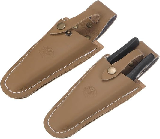 M METERXITY 2-Pack Garden Pruner Sheath, Portable Leather Pruning Shears Sheath Pliers Holder for Belt, Garden Scissors Leather Case for Hand Pruner/Garden Shears/Clippers [Yellowish Brown]