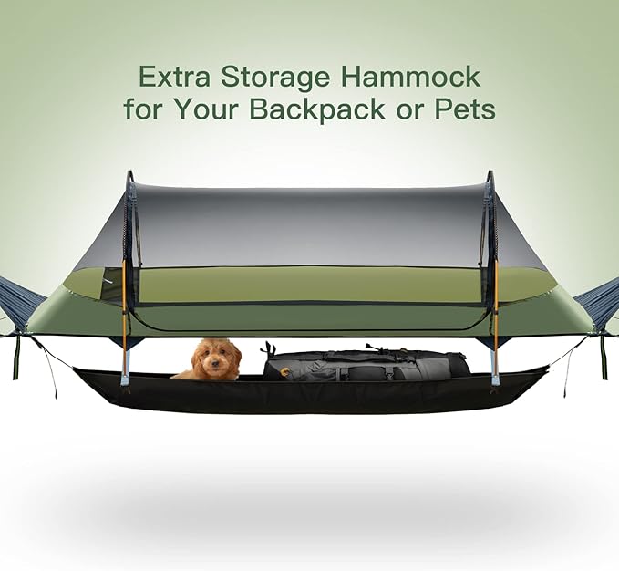 Night Cat Flat Lay Hammock Tent with Trekking Poles for 1 Person Flat Lay Hammock Tent Combo Set