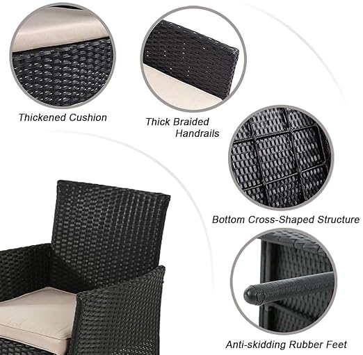 Outdoor Patio Furniture Sets 4 Pieces Patio Set Rattan Chair Wicker Sofa Conversation Set Patio Chair for Backyard Lawn Porch Poolside Balcony Garden Furniture Sets with Coffee Table