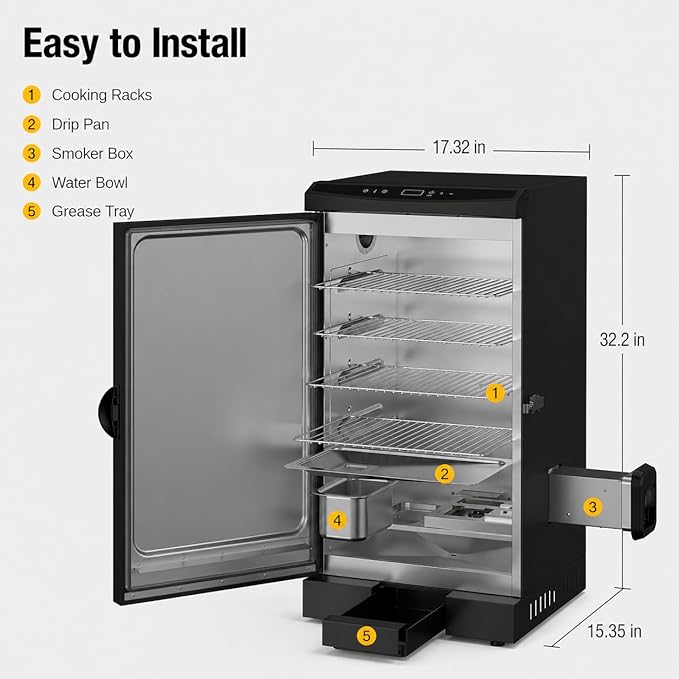 EAST OAK 30" Electric Smoker for Outdoors | Up to 6× Longer Smokes on a Single Load | Side Chip Loader for Uninterrupted Smoking | Bigger Batches with 725 sq in Cooking Area