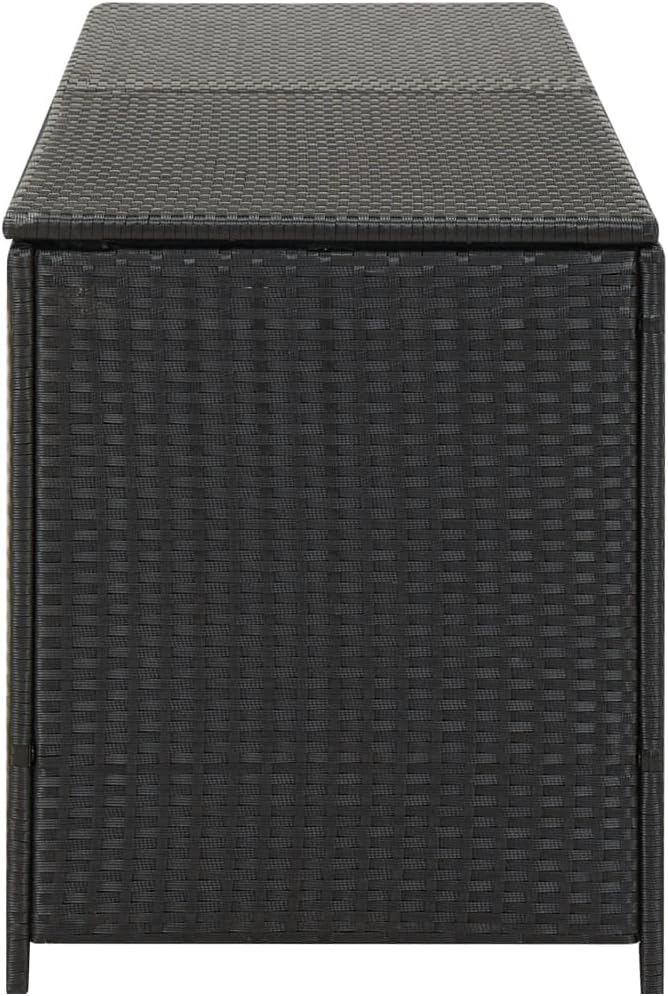 Patio Storage Box Deck Storage Box Outdoor Storage Box Indoor Wicker Storage Bin for Patio Furniture Cushions, Pillows, Garden Tools, Poly Rattan Black, 78.7"x19.6"x23.6"
