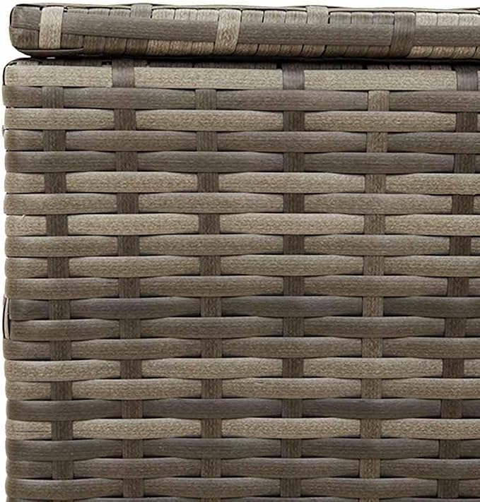 76.9 Gal Gray Poly Rattan Garden Storage Box with Water-Proof Bag and Powder-Coated Steel Frame for Patio Cushions and Blankets