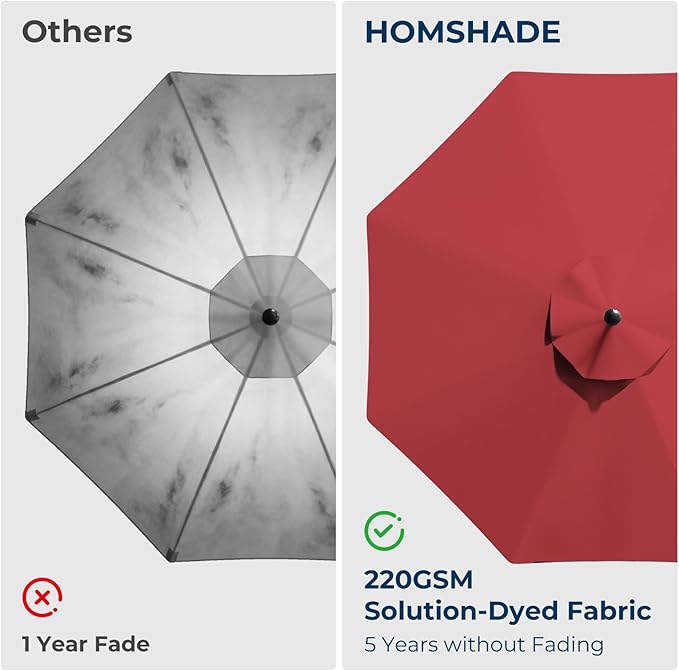 HOMSHADE 10ft Patio Umbrella with Base Included, Cantilever Umbrella UPF50+ UV Protection with Easy Tilt and Crank for Pool Deck and Garden(Red)