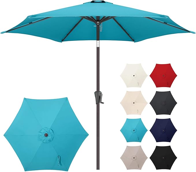 Jarka&Co 7.5ft Patio Umbrella Outdoor - Table Outdoor Umbrella with Push Button Tilt Waterprool UV Protection, Sun Umbrella for Pool, Porch, Garden, Deck, Backyard (Aqua Blue)