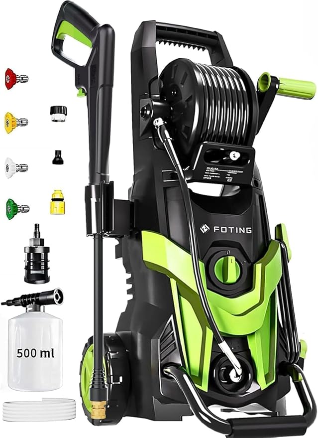 2026 Upgrade Pressure Power Washer 4700PSI with 4 Quick Connect Nozzles,Inlet Hose & Filter, Foam Cannon for Cars/Fences/Driveways/Patios/Home,Yellow
