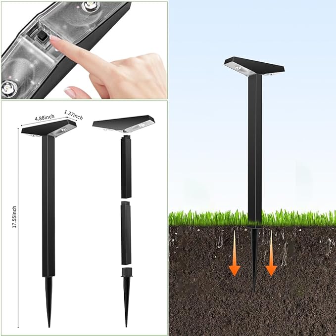 Solar Pathway Lights 4 Pack Outdoor, Waterproof Solar Garden Lights for Lawn, Patio, Walkway ，Auto On/Off, Warm White 3000K Decorative Landscape Lighting