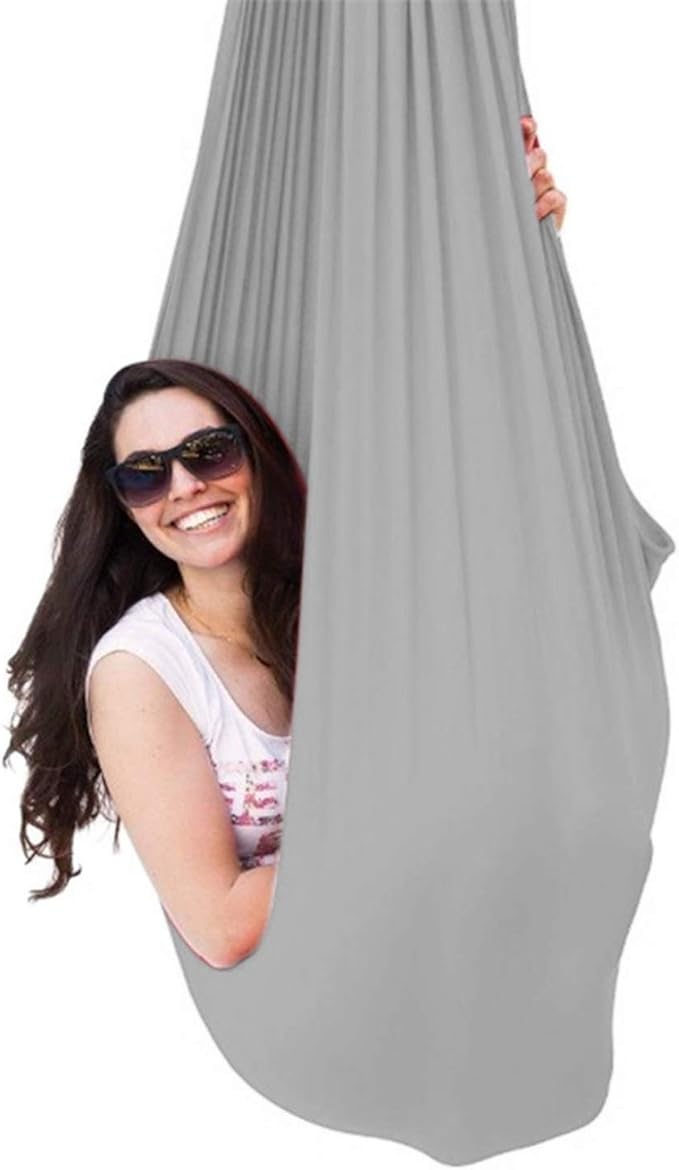 Indoor Swing Seat for Kids Child and Teens Hanging Hammock for Indoor Outdoor Calming Effect On Children with Sensory Needs Included Accessories (Color : Gray, Size : 150 x 280 cm (L x W).)