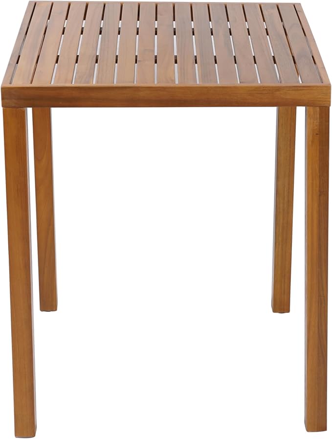 Christopher Knight Home Gree Acacia Wood Outdoor Bar Table, Wooden Patio Bar Height Table, Square Kitchen Coffee Bar Table, Patio Furniture Set, Teak