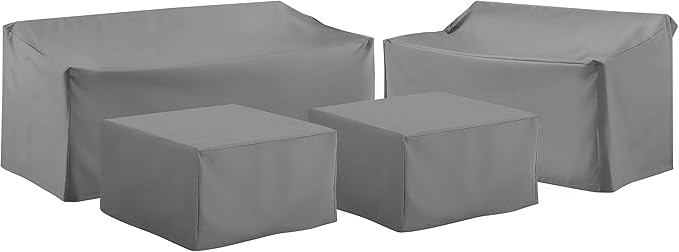 Crosley Furniture Patio Furniture Covers, Waterproof 4-Piece Cover Set for Outdoor Sectional Sofa Sets, Gray
