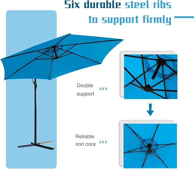 Greesum 9FT Patio Umbrella, Outdoor Table Umbrella with Push Button Tilt, Crank and 8 Sturdy Ribs for Garden, Lawn, Backyard & Pool