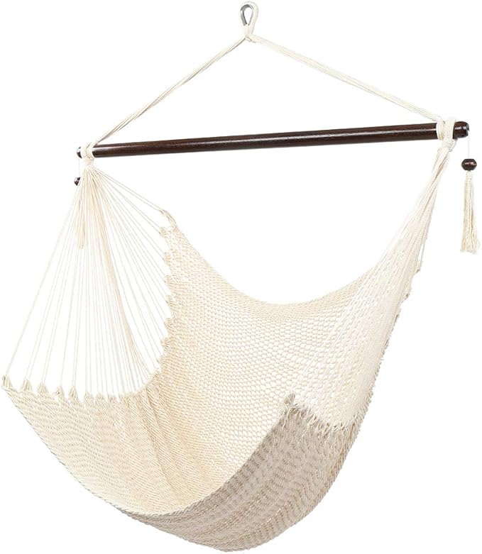 Large Hammock Swing Seat with Tassels(Tan)