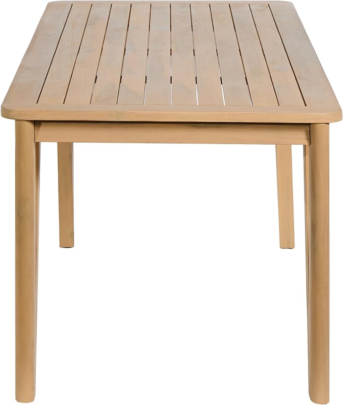Christopher Knight Home Della Acacia Wood Dining Table Set for 6, 6 Piece Outdoor Dining Set with 70.75" Dinner Table, Bench and Armless Chairs, Patio Furniture Set for Dinner,Light Teak+Light Brown