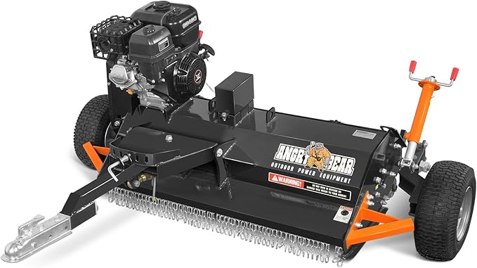 MechMaxx 48 inch Working Width Tow-Behind ATV Offset Flail Mower, ZONSEN 459cc 15HP Electric Start Gasoline Engine, 0.4in-2.5in Cutting Height,28pcs Hammers,Model ATV120