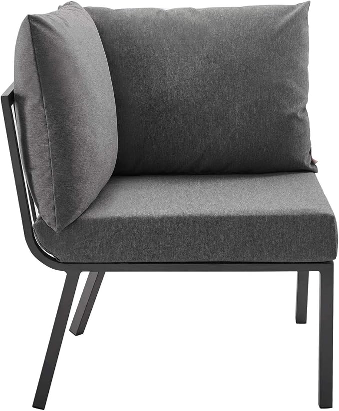 Modway Riverside 4 Piece Sectional Set with Armchair and Table, 61. 5" L x 114" w x 28" H, Gray Charcoal