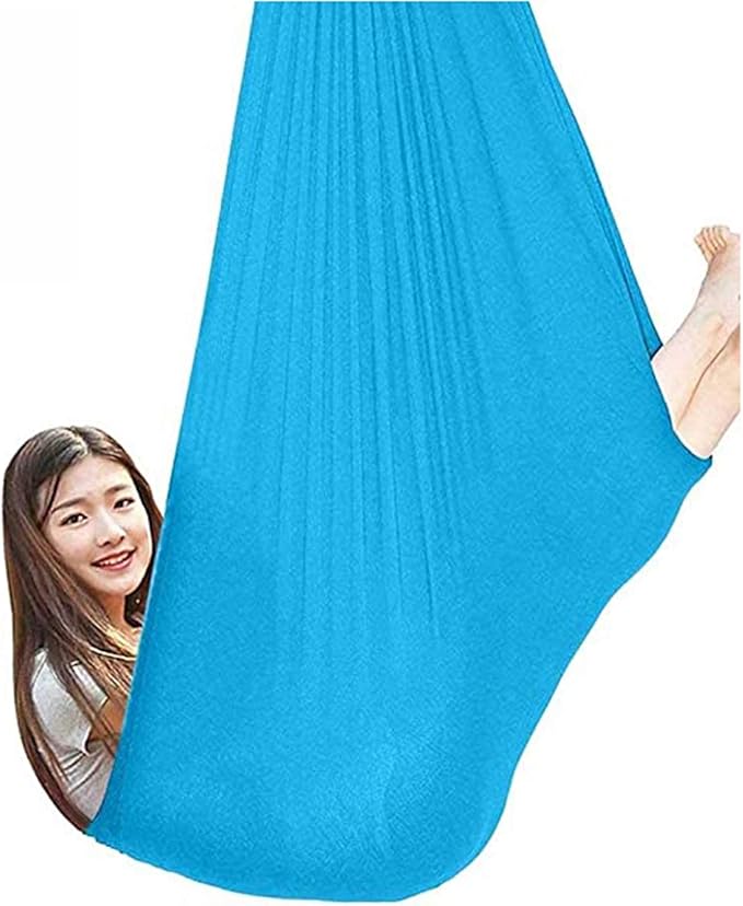 Sensory Swing Adjustable Yoga Snuggle Swing Indoor Therapy Cuddle Hammock Hanging Chair Ideal For Children Or Adults With Special Needs Autism ADHD Aspergers ( Color : Sky blue , Size : 100 x 280 cm )