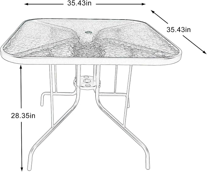 Square Patio Dining Table, 4-Person, Brown