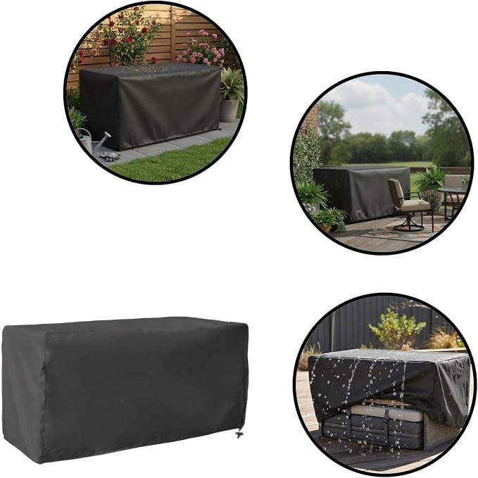 Outdoor Deck Box Cover for Patio Storage Box Protection with Secure Fit, 123x62x55 cm and 158x76x69 cm Options
