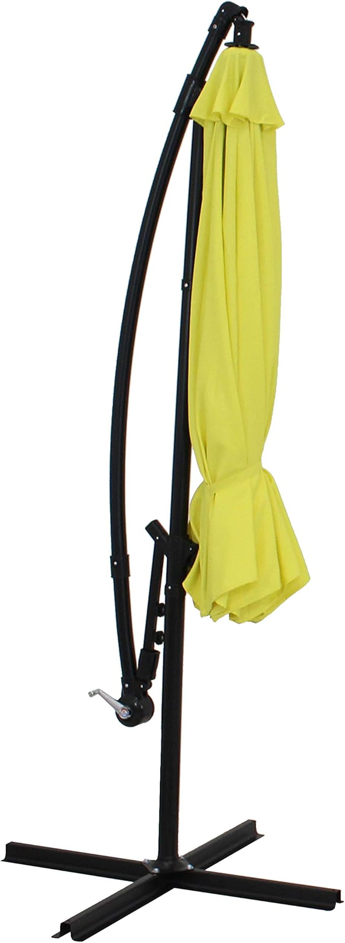 Sunnydaze 9.5-Foot Cantilever Umbrella with Air Vent, Cross Base, and Crank - Polyester Shade and Steel Pole