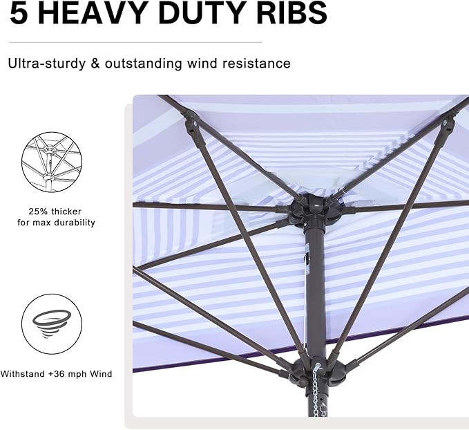 ABCCANOPY Patio Half Umbrellas 10FT (Blue Purple Stripes)