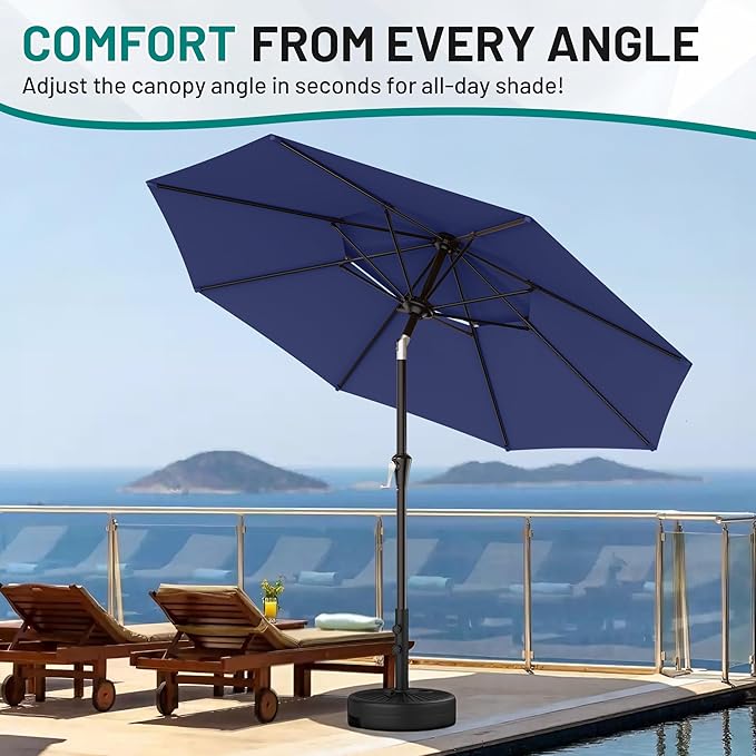 AreShark 9ft 2 Tiers Patio Umbrella - Outdoor Umbrella Waterproof UV Protection, Market Table Umbrella w/Push Button Tilt&Crank for Pool, Porch, Garden(Navy)