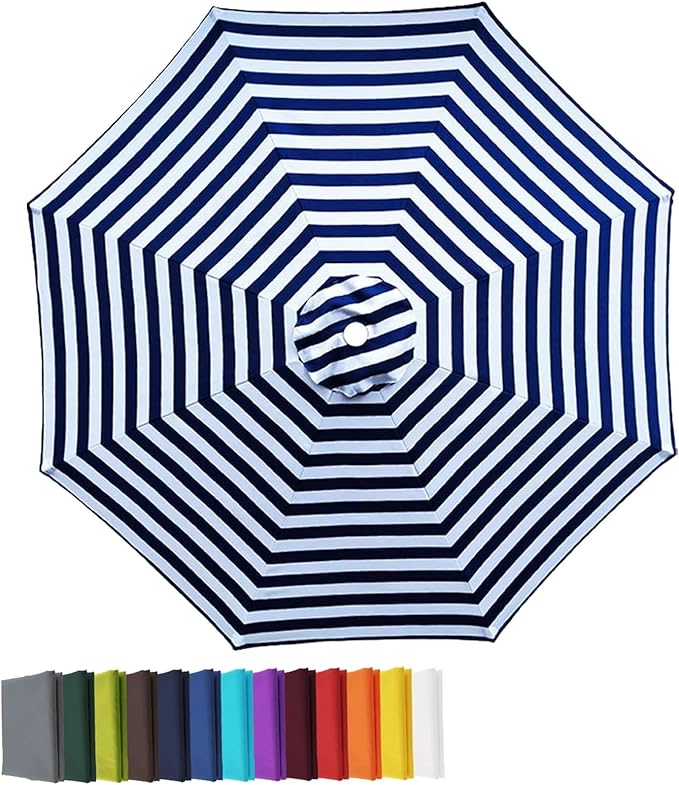 Garden Umbrella Replacement Canopy, Patio Umbrella Cover, 6.6ft-13ft Water Resistant Yard Parasol Top Cover, 6 Ribs 8 Ribs Beach Umbrella Canopy for Outdoor Poolside Balcony