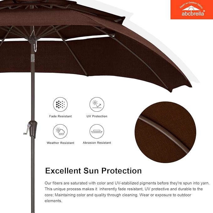 ABCCANOPY 5-Year 10-Year No Fading 9FT 3 Tiers Patio Umbrella, Outdoor Table Umbrella with 8 Sturdy Ribs for Deck, Backyard, Garden, Yard
