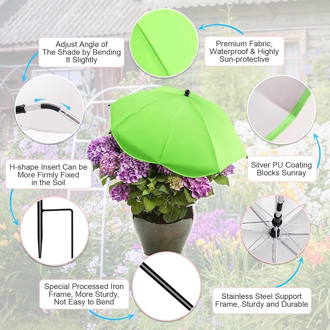 Plant Umbrellas for Outdoor Plants, 26" Larger Plant Shade for Potted Plants and Garden Beds, 40" Adjustable Angle Sun Protection Shade Cover Garden Umbrella for Plants, Flowers, Vegetables