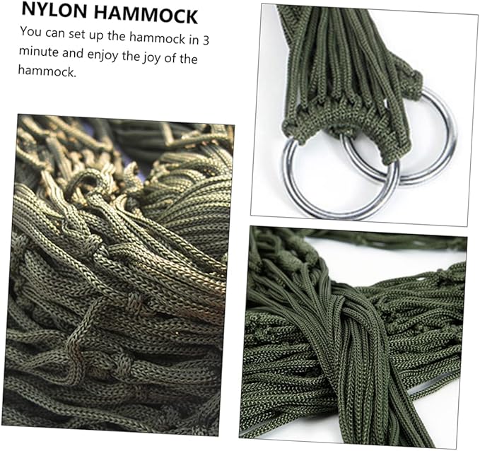 LIOOBO 2pcs Outdoor Nylon Rope Hammock Camping Bed Mesh Net Lightweight Hanging Hammock Chair for Traveling