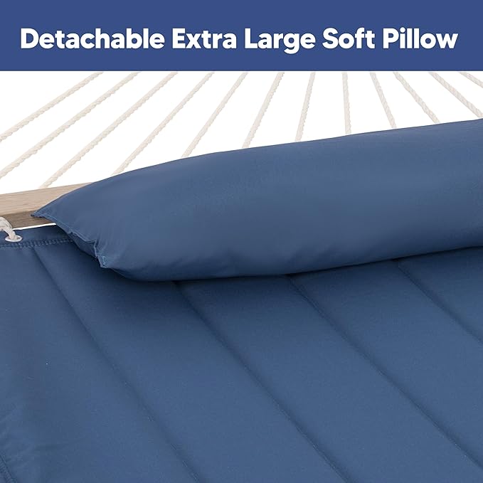 SUNCREAT Hammocks for Outside with Stand, Sunshade, Porch Hammock and Stand, 475 lbs Capacity, Patent Pending, Navy