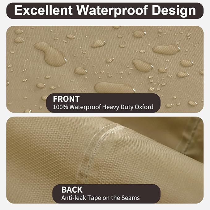 PureFit Outdoor Sectional Sofa Cover Waterproof L Shaped Patio Furniture Covers for Deck, Lawn and Backyard, 83”x104” Left Facing, Camel