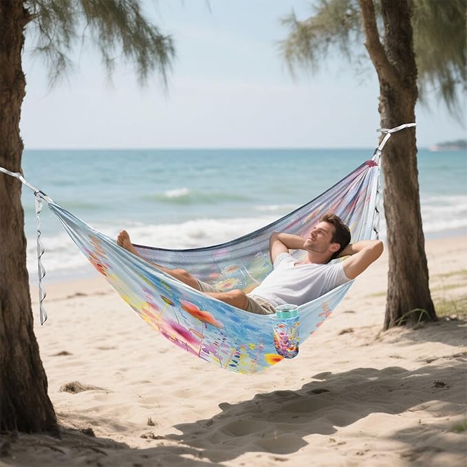 Qilmy Flower Camping Hammock Single – 330 lbs Capacity, Lightweight with Tree Straps & Carabiners, Portable for Hiking, Travel, Backpacking