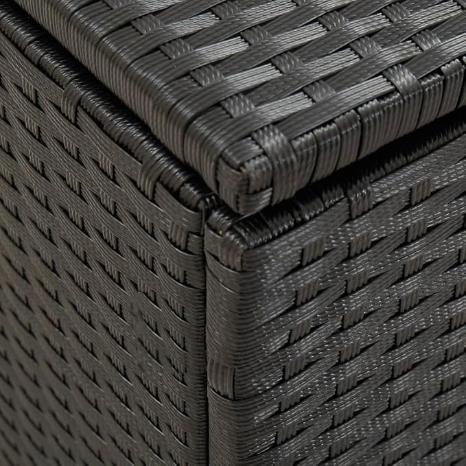 Outdoor Storage Box, Patio Rattan Deck Box, Wicker Storage Bin Deck Box, Poly Rattan Patio Storage Chest with Hinged Lid for Cushions, Pillows, 39.4"x19.7"x19.7" Black
