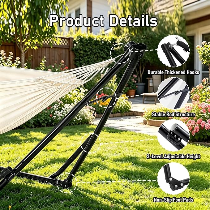 2-in-1 Kids Hammock Chair with Stand, Foldable Steel Frame Holds 220 LBS | Convertible swing hammock chair for lounging, rustproof frame, no-tool setup, carry bag for playroom yard camping indoor use