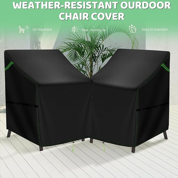 Adirondack Chair Cover, Patio Rocking Chair Covers Waterproof 2 Pack, 420D Swivel Chair Covers for Outdoor Furniture, Lounge Lawn Deep Seat Cover, Black, 33.4" L x 33.4" W x 35.4"
