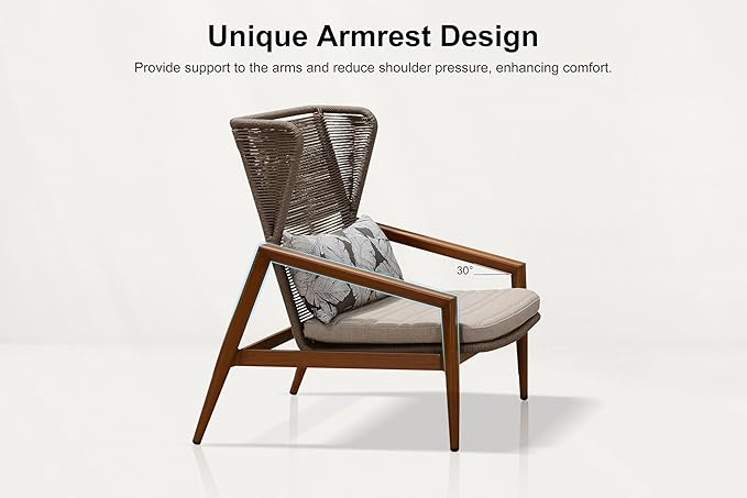 PURPLE LEAF 2 Pieces Patio Wicker Sofa Chairs Outdoor Aluminum Armchair with Cushions and Pillows Conversation Furniture Modern Leisure Chairs for Balcony Yard Garden Living Room