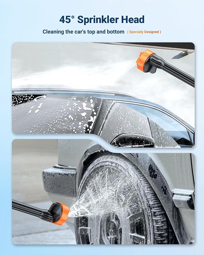 SEALIGHT Cordless Pressure Washer Battery Power Washer, 970 PSI Cordless Power Washer with 3.0Ah Battery & 6-in-1 Nozzle & Foam Pot & Carry Box, Portable Pressure Washer for Home,Yard, Car Wash