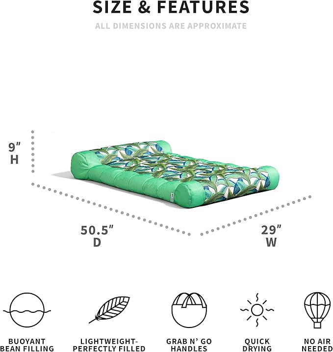 Big Joe Kona Hammock No Inflation Needed Pool Lounger with Headrest, Quick Draining Fabric, 4 feet Big