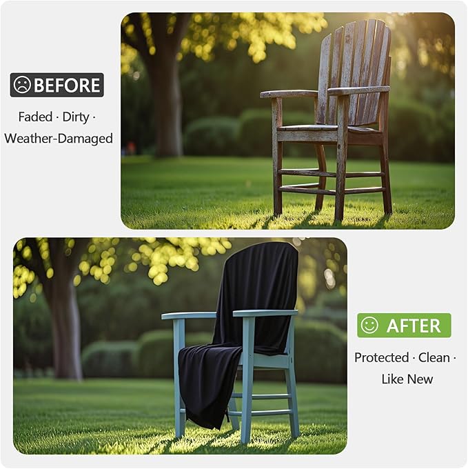 RICHIE High Back Patio Chair Cover - Waterproof Outdoor Chair Covers, All Weather Patio Furniture Covers for Stackable Chairs, 27”W x34”D x34”H (Black)
