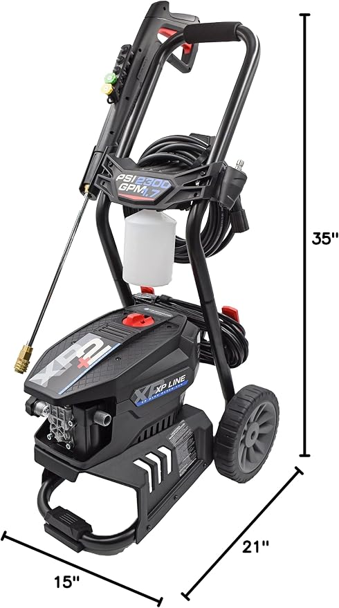 AR Blue Clean BCXP22300P Electric Pressure Washer-2300 PSI, 1.7 GPM, 13 Amps Quick Connect Accessories, Two Wheel Trolley, On Board Storage, Portable Pressure Washer, High Pressure, Car washer, Patio