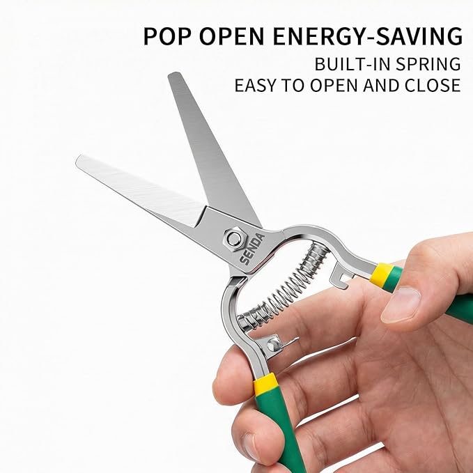 8" Pruning Shears, Dual-Color Coated Garden Scissors with Non-Slip Ergonomic Handle, Bypass Pruning Shears for Gardening, Trimming & Branch Cutting