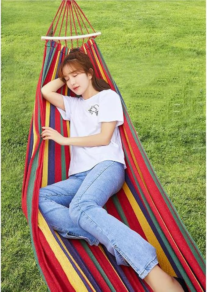 Outdoor Hammock Anti-Rollover Travel Camping Portable Hammock Hanging Chair Outdoor Portable Camping Travel Equipment (Color : Red, Size : 200 * 150cm)