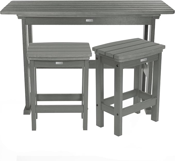 Highwood Lehigh 3pc Counter Height Balcony Dining Set, Coastal Teak