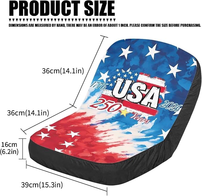 American Flag 1776-2026 Lawn Mower Seat Cover USA 250th Anniversary Non-Slip Tractor Riding Lawn Mower Seat Cover for Agricultural and Industrial Vehicle