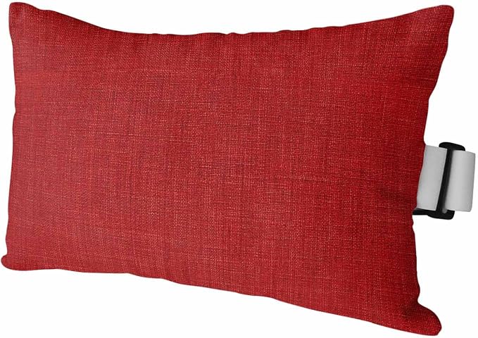 Red Outdoor Lumbar Pillow 12x20 Inch, Farmhouse Burlap Solid Red Color Modern Linen Texture Waterproof Throw Pillow Covers with Insert, Decorative Headrest Pillows for Office Car Travel