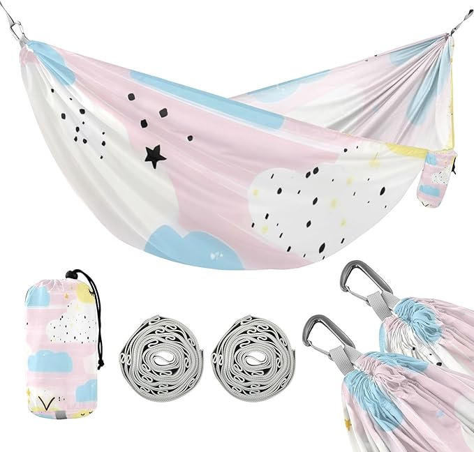 Cartoon Cute Pastel Clouds 330lb Capacity Hammocks Swing Hammock for Outside Beach Patio Garden para ir de Camping